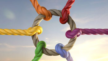Seile mit Knoten als Symbol für Zusammenhalt